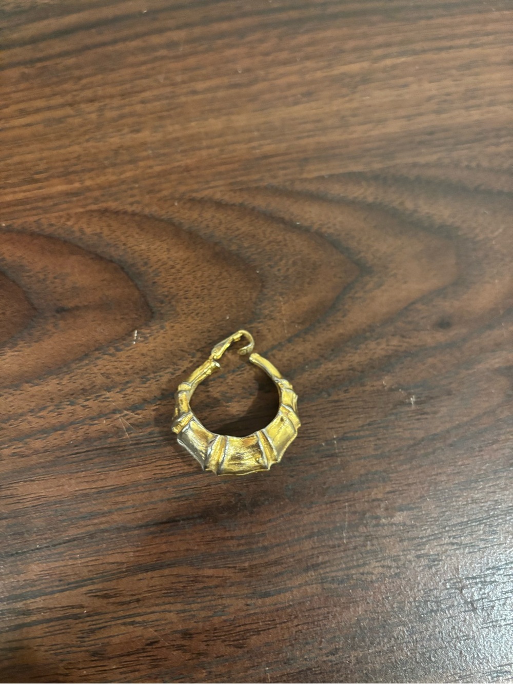 vintage gold-plated bamboo-style textured small hoop earring